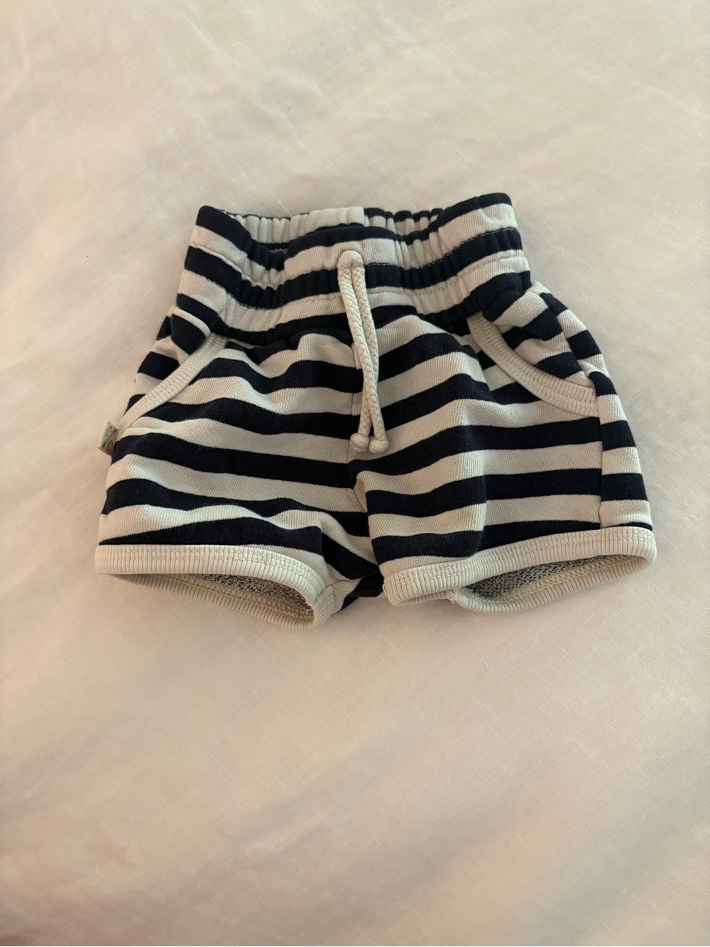 Striped Navy and White Kids Shorts with Drawstring